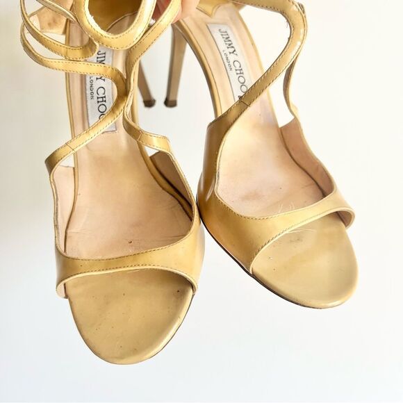 Jimmy Choo Nude Stiletto Patent Leather Sandal in Worn Condition Size EU 40.5 - Picture 5 of 16